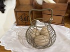Vtg Primitive Wire Egg Basket W  Faux Eggs Rustic Country Farmhouse 6 5   x 5   