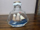 Vintage Miniature Schooner Ship In A Bottle - Nautical Folk Art - Blue Base 4 