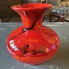 1960s Mid Century Flambe Red Drip Glaze Large Pottery Ceramic Vase Vintage 9   t