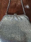  Vintage Metal Mesh Soft Evening Clutch Purse   Silver  Wedding  Party 