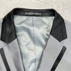 Giorgio Armani Tuxedo Suit Men 54 38 Silver 100  Wool Black Satin Trim Formal