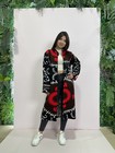 Uzbek Handmade Suzani Embroidery Coat  Vintage Chapan Robe  Ikat Cotton Jacket