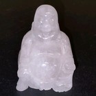 Crystal Stone Carved White Laughing Buddha Figurine 1 5  Statue Quartz