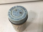 Vintage Alka - Seltzer 2-1 2  Glass Bottle Paper Label Metal Lid 8 Tablet Size