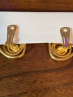 Vintage Matching Gold And Colored Stone Clip Earrings And Bracelet Set