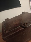 Antique Heavy Cast Iron Banker Strong Box Safe  Stagecoach Railroad Wells Fargo 