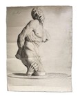 Signed Millot Academy French 1880s Male Nude Figure Drawing  Original Unframed