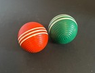 Vintage Forster Orange And Green Wood Ribbed 3 25  Croquet Ball With 3 Stripes