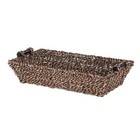 Rectangular Seagrass Storage Basket With Wood Handles 17 5 Inch Long Organizer