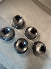 5 Vintage 1960s Ajax Shiny Chrome Beveled Concave 2  Round Knobs   Back Plates