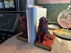 Vintage Pair Of Cavalier King Charles Spaniel Bookends Chalk-ware 7   