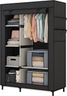 Portable Closet  Wardrobe With 6 Shelves And Hanging Rod  Storage Organizer