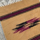 Vintage Chimayo Small Rug Wool Golden Brown   Burgundy