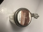 Antique German Glass Beer Stein Pewter Lid Scenic Lithophane Mug