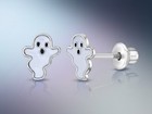 Cute Ghost Enamel 925 Silver Screw Back Earrings For Kids Girls Halloween Gift