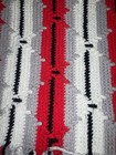 Very Nice Red  Grey  White  Black Afghan Throw Blanket W fringe  Diamond  Stripe