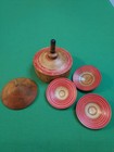 Antique Wooden Toy Spinning Top - English - With Additional Disc s