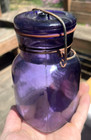 Very Nice Amethyst Royal Crown Smalley   Co Fruit Jar W lid Pint 1890 s Era L  k