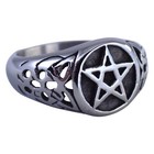 Pentacle Star Thumb Ring Stainless Steel Wiccan Pagan Band Sizes 7-12