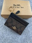 New Coach Signature 88208 Mini Skinny Id Case Crossgrain Leather Brown black