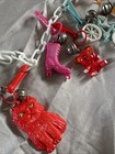 Retro 1980s Plastic Bell Charms Clip On Vtg White Necklace 15 Charms
