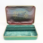 Farrington Vintage Jewelry Box Green Texol Gold Filigree Mid Century Trinket