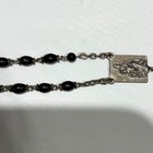 Antique Rosary Black Ebony Beads Roma Vatican Wood Cross Silver Tone