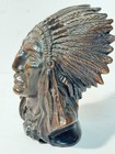 Vintage Cast Bronze  Native American Chief Head Bronze Finish Westernpaperweight