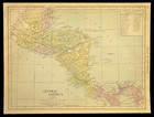 Antique Central America Map Wall Art Old Original Guatemala Vintage Dated 1914