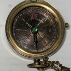 Vintage Nautical Brass Compass With Engraved Script In Wooden Box