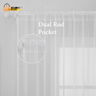 2 Panels Solid Color White Sheer Window Curtains Elegant Window Voile Pa