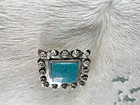 Western Mens Scarf Slide 2 In Engraved Silver Turquoise Spotted Square Cowboy