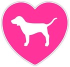 Set Of 2 Pink Heart Love Dog Victoria Secret Vinyl Decal Sticker 1 5 x1 5  Each