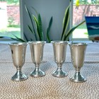 Vintage Set Of 4 Web Pewter Cordial Liqueur Cups 3  Tall Signed  1148