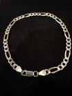 Real Sterling Silver Mens Boys Figaro Solid Chain Bracelet 925 Italy  New