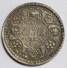 1943 British India 1 2 Rupee Half Rupee Silver Coin