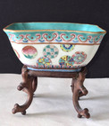Beautiful Chinese Famille Rose Porcelain Square Bowl Tongzhi Seal Mark   Period