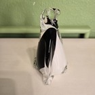 Vintage Art Glass Penguin Figurine  5  Tall  Blown Glass Black  White