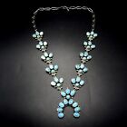 Diminutive Federico Jimenez Sterling Silver Turquoise Cluster Squash Necklace