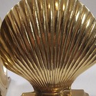 Gold Metallic Metal Seashell Bookends Pair  Felt Bottoms  Coastal Theme Set Of 2