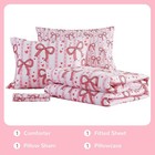 Kids Twin Bedding Set Girls Bowknot Comforter 5 Pcs Soft Microfiber