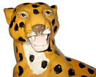 Vintage Leopard Cheetah Large Cat Statue 22  Ceramic Crest Mold 1973