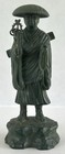 Japanese Buddhist Kukai Kobo Daishi Bronze Statue Green Patina 4 1 4 