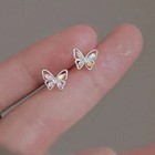 925 Sterling Silver Colored Butterfly Small Design Earrings Women s Jewellery