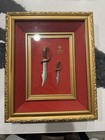 Vintage Middle Eastern Art Framed Arabian Dagger Swords