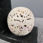 Vintage Hand Carved Soapstone Elephant Openwork Sphere Bookend Decorative Art