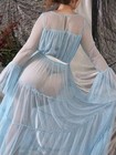 Vtg Nylon Silky Sheer Opaque Transparent Baby Blue Sissy Sweep Poet Nightgown 46