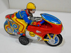 Motorcycle -with Racing Driver-friction Works--excellent Cond-all Tin