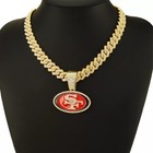 San Francisco 49ers Bling Hip Hop Pendant Gold 24  Chain