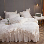 Bedding Set 4 Pcs Mousse Crystal Velvet Lace Duvet Cover Fitted Sheet Pillowcase